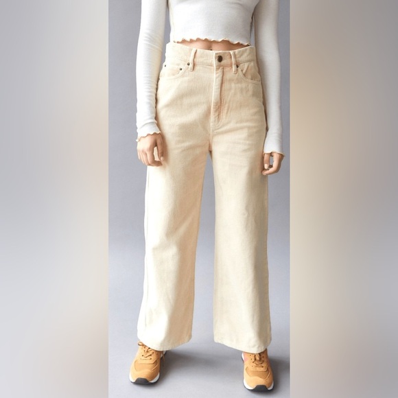 Urban Outfitters BDG High & Wide Leg Baggy Corduroy Pants Tan Cream Size 28 - Picture 7 of 10
